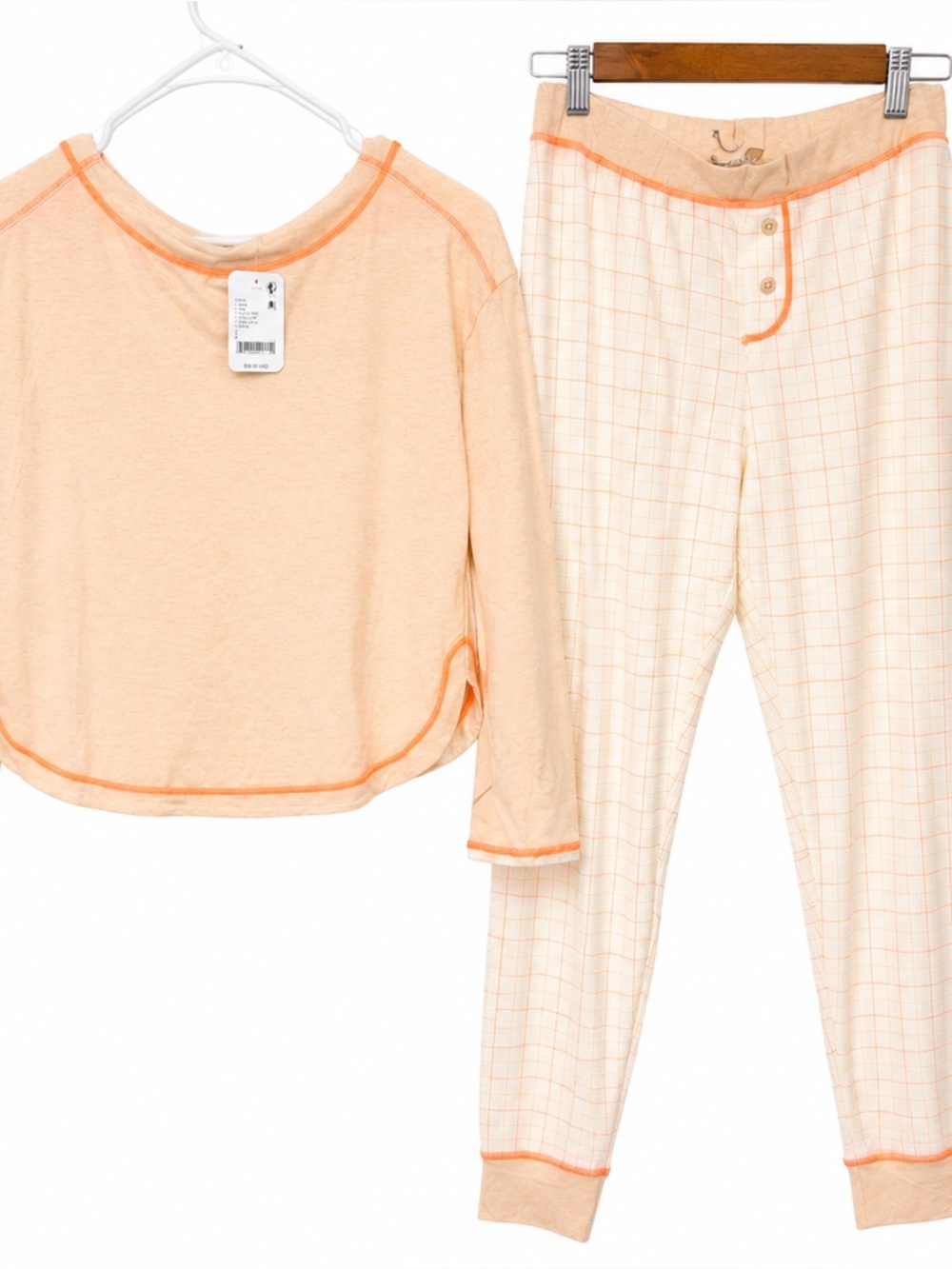 Free People Intimately Chill Evening Thermal Lounge Set - peach/apricot $98